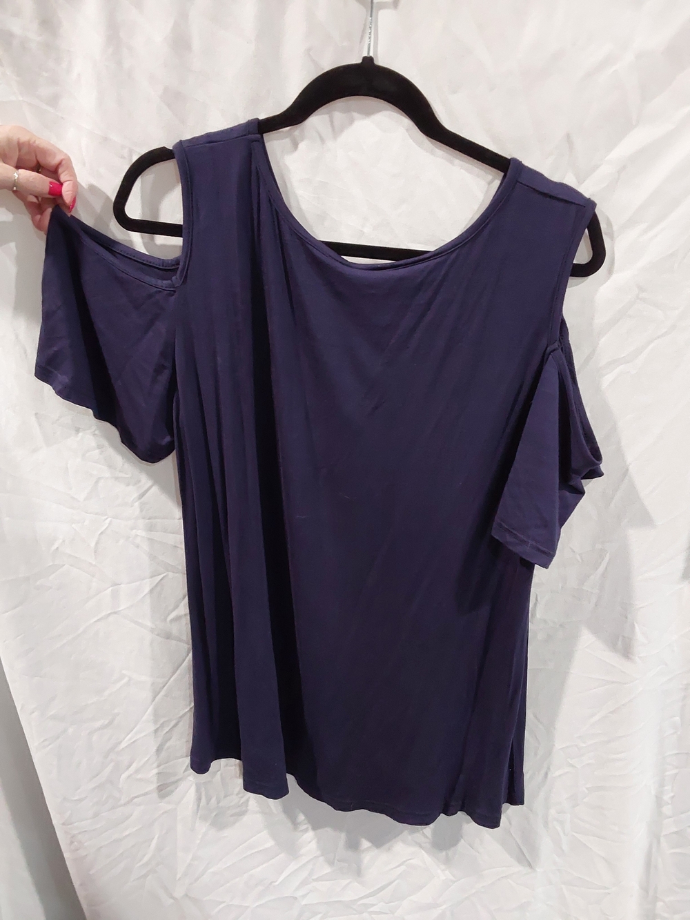 Cold-Shoulder Navy Women’s Blouse